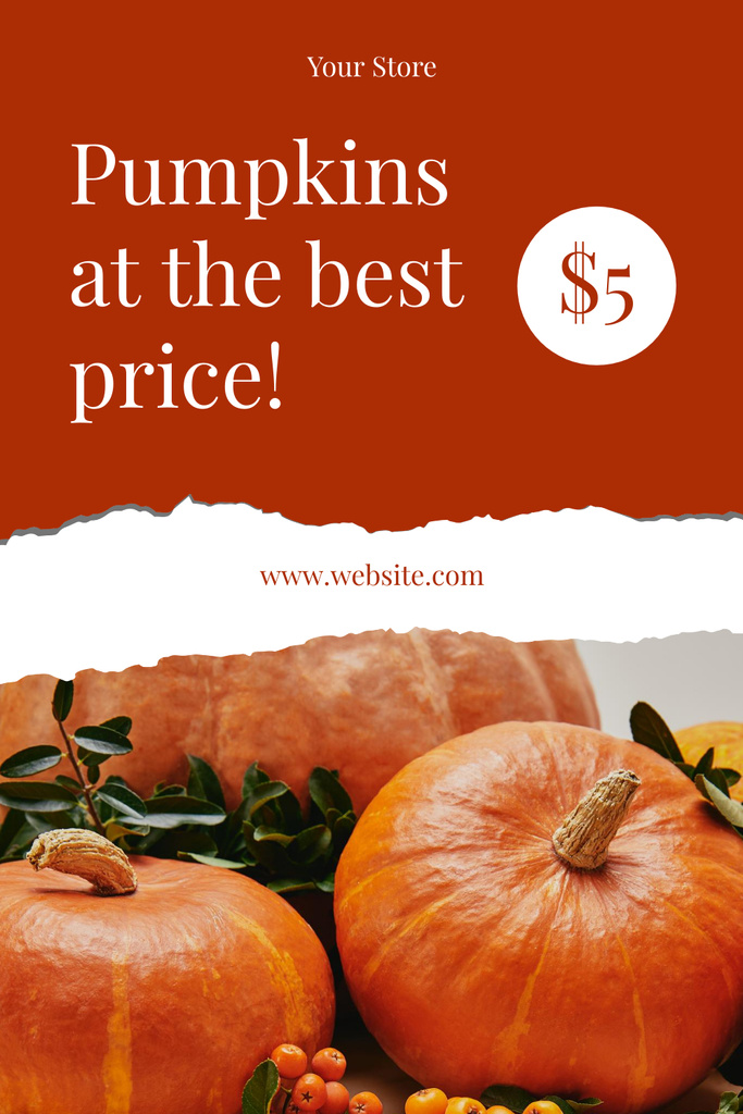 Autumn Sale with Orange Pumpkins Pinterestデザインテンプレート