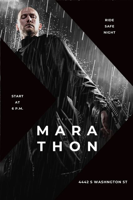 Film Marathon Ad Man with Gun under Rain Tumblr Šablona návrhu