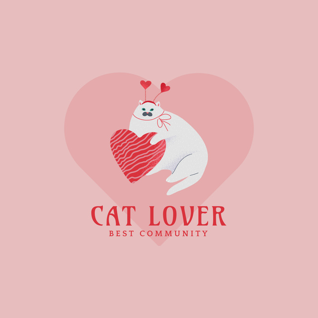 Plantilla de diseño de Emblem of Cat Lover Community Logo 1080x1080px 