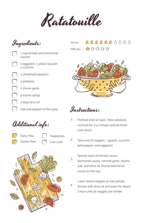 Ratatouille with Hands Holding Dish Recipe Card Design Template
