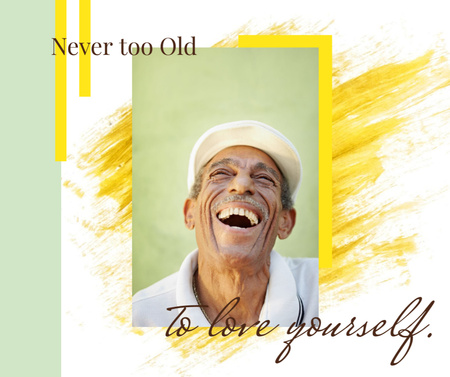 Happiness Quote Laughing Old Man Facebook Design Template