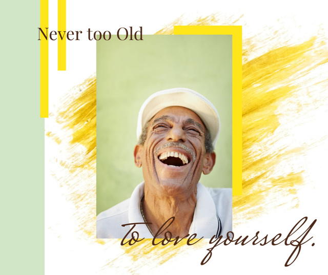 Happiness Quote Laughing Old Man Facebook – шаблон для дизайна