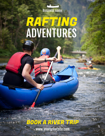 People on Rafting Poster 8.5x11in Design Template