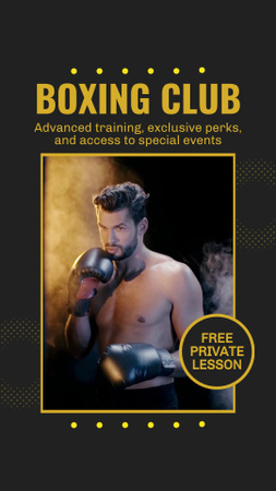 Free Private Lesson In Boxing Club Instagram Video Story Design Template