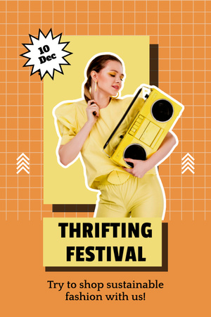 Plantilla de diseño de Festival de ahorro de artículos retro. Pinterest 