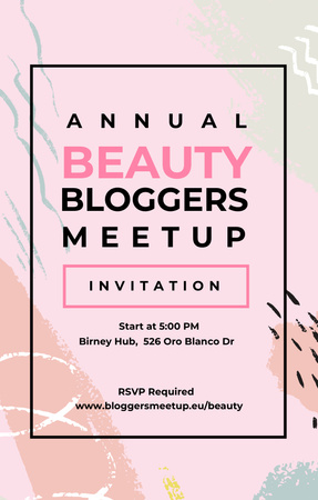 Beauty Blogger meetup on paint smudges Invitation 4.6x7.2in Design Template