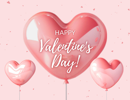 Designvorlage Glühende Luftballons und aufrichtige Valentinstagsgrüße für Thank You Card 5.5x4in Horizontal