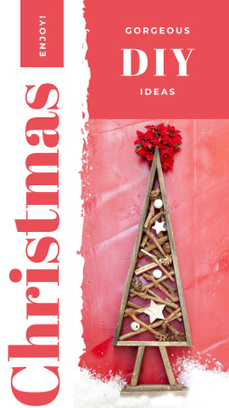 Designvorlage Stylized wooden Christmas tree für Instagram Story