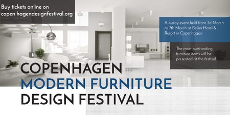 Furniture Festival ad with Stylish modern interior in white Image Design Template