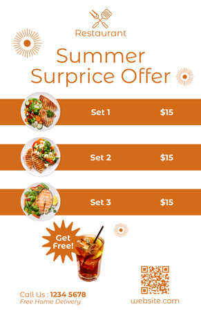 Summer Offer of Tasty Dishes Recipe Card Design Template