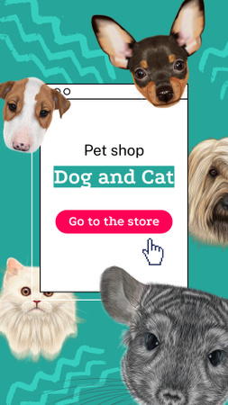 Plantilla de diseño de oferta tienda de mascotas con animales lindos Instagram Story 