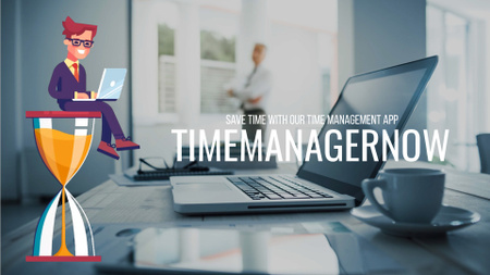 Designvorlage Zeitmanagement-Konzept-Geschäftsmann auf Sanduhr für Full HD video