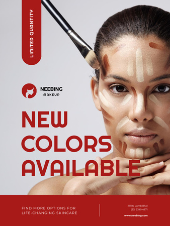 Designvorlage Angebot an kosmetischer Grundierungscreme in neuen Farben für Poster US