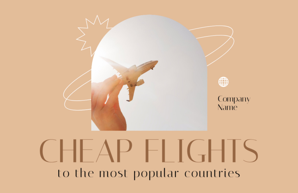 Cheap Flights to Most Popular Countries Flyer 5.5x8.5in Horizontal Design Template