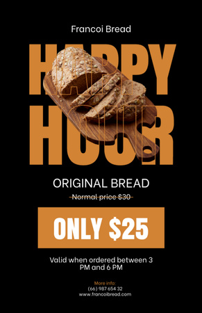 Έκπτωση ψωμιού στο Happy Hours Recipe Card Πρότυπο σχεδίασης