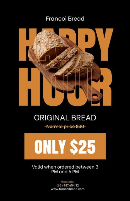 Bread Discount in Happy Hours Recipe Card Tasarım Şablonu