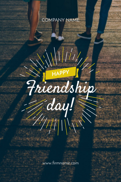 Friendship Day Greeting with Young People having Fun Postcard 4x6in Vertical Design Template