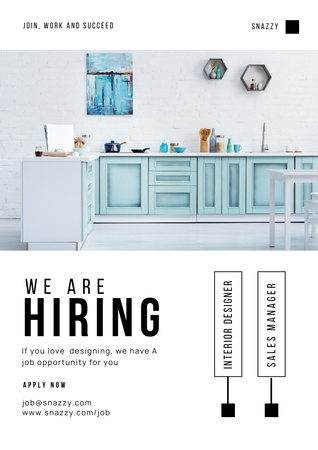 Interior Designer and Sales Manager Vacancies Poster A3 Tasarım Şablonu