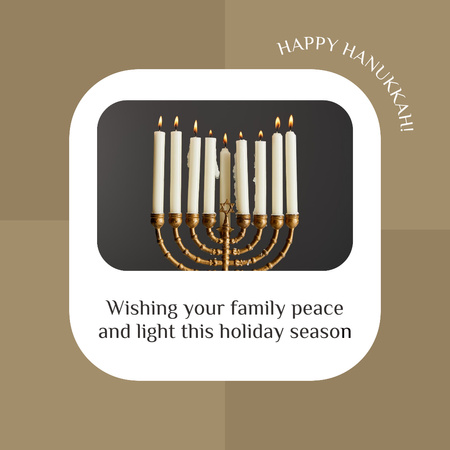 Wishing Peace And Light For Hanukkah Holiday Instagram Design Template