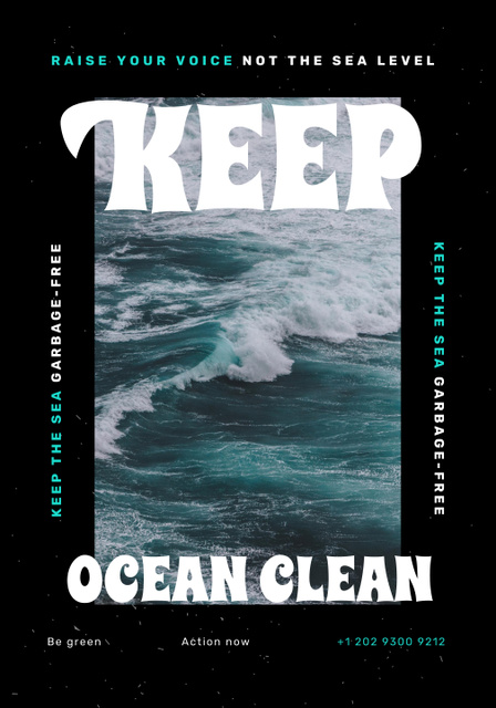 Ocean Care Awareness with Waves Poster 28x40in – шаблон для дизайна