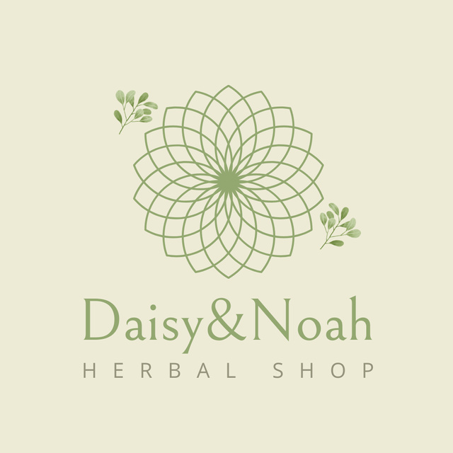 Herbal Shop With Flower Emblem Promotion Animated Logo Design Template