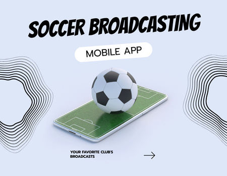 Soccer Broadcasting in Mobile App Flyer 8.5x11in Horizontal Design Template