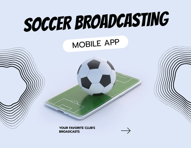 Awesome Football Broadcasting in Mobile Application Flyer 8.5x11in Horizontalデザインテンプレート