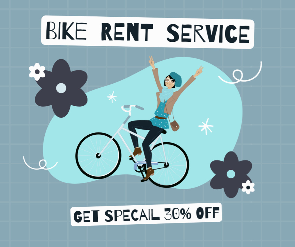 Ontwerpsjabloon van Facebook van Special Discount on Bicycles Rental