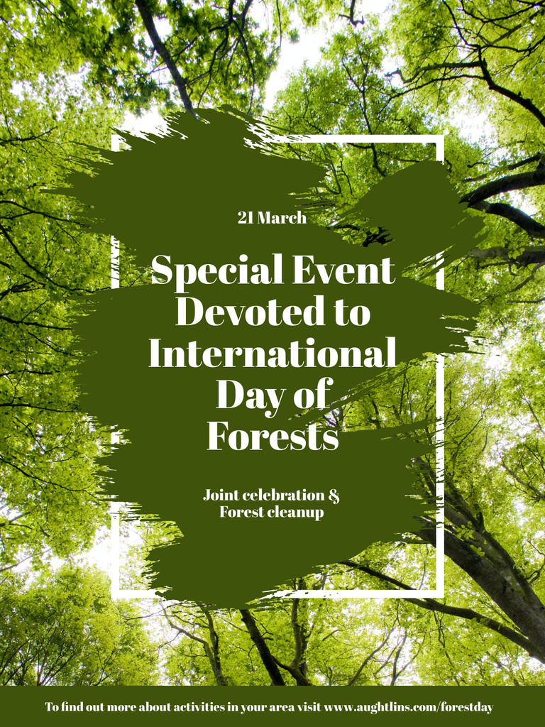 Forests Day Events on Background of Green Trees Poster US Šablona návrhu