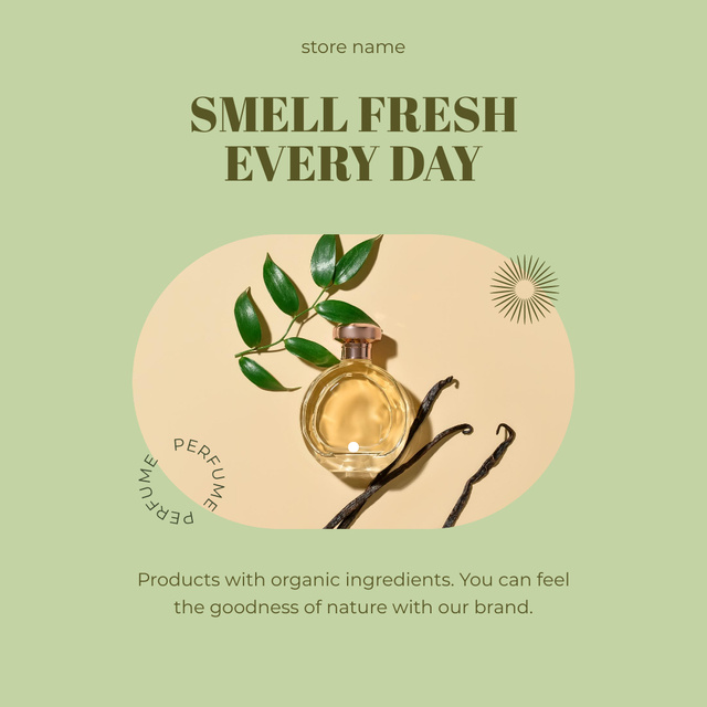 Fresh Fragrance Ad with Plant Leaves Instagram Tasarım Şablonu
