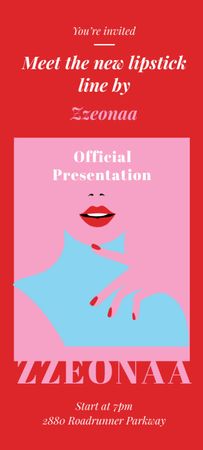Ontwerpsjabloon van Invitation 9.5x21cm van Promotie nieuwe Lipstick-productlijn