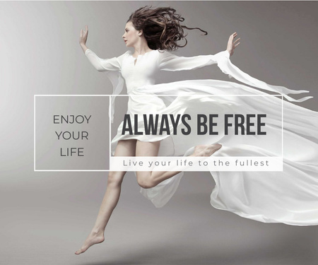 Inspiration Quote with Woman in White Dress Large Rectangle Design Template
