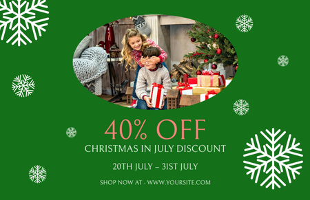 Christmas Discount in July with Happy Family Flyer 5.5x8.5in Horizontal Design Template