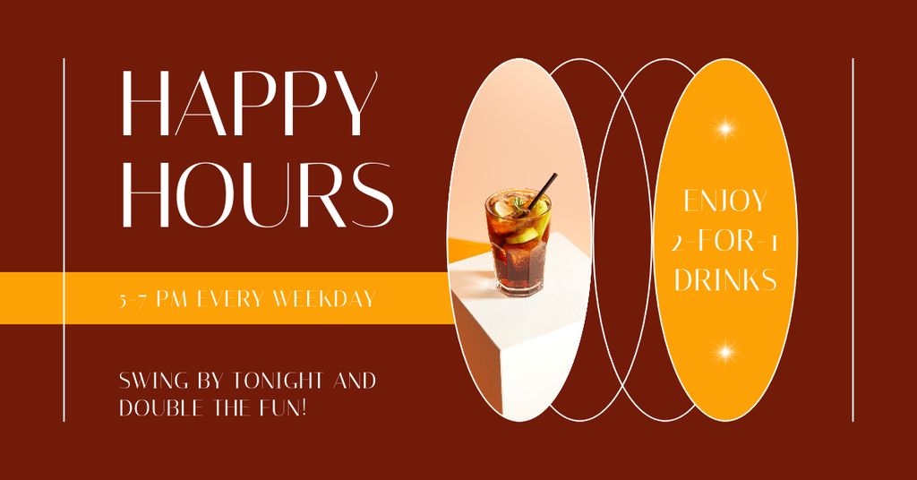 Happy Hour Announcement for Best Refreshing Cocktails Facebook AD – шаблон для дизайна