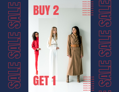 Designvorlage Modeverkaufsangebot mit Frauen in stilvollen Outfits für Flyer 8.5x11in Horizontal