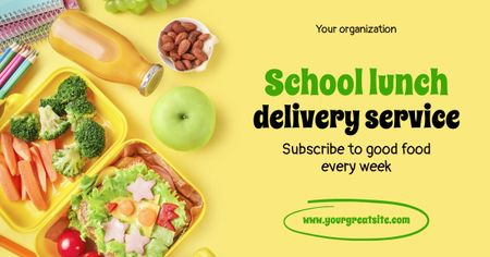 Designvorlage Schulessen-Lieferservice mit Obst und Gemüse für Facebook AD