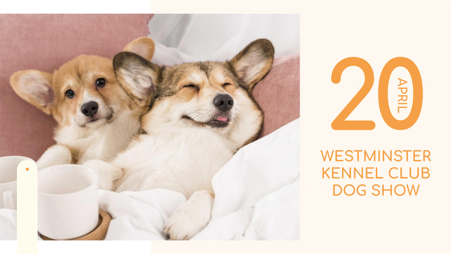 Modèle de visuel Pet show ad with cute Corgi Puppies - FB event cover