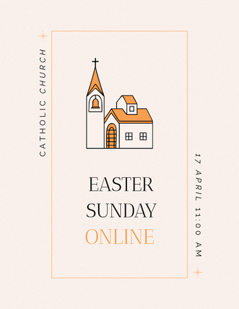 Platilla de diseño Catholic Easter Sunday Service Online Flyer 8.5x11in