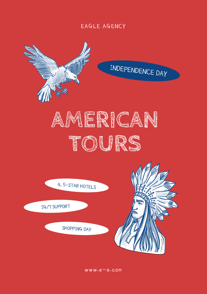American Tours Ad with Eagle Poster tervezősablon