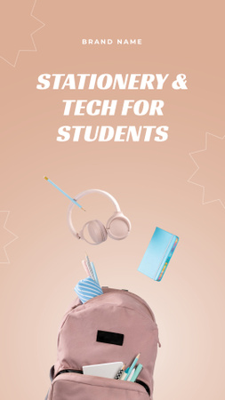 Студентський рюкзак з канцтоварами TikTok Video – шаблон для дизайну
