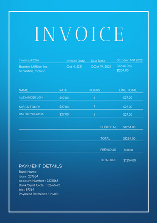 Modèle de visuel Demande de paiement pour les services avec détails - Invoice