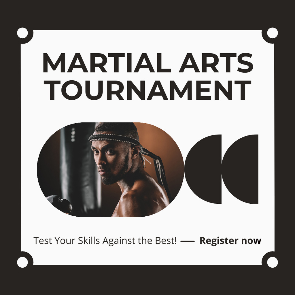 Ontwerpsjabloon van Instagram van Martial Arts Tournament Event Announcement with Fighter