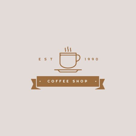 Illustration of Cup with Hot Coffee Logo Tasarım Şablonu