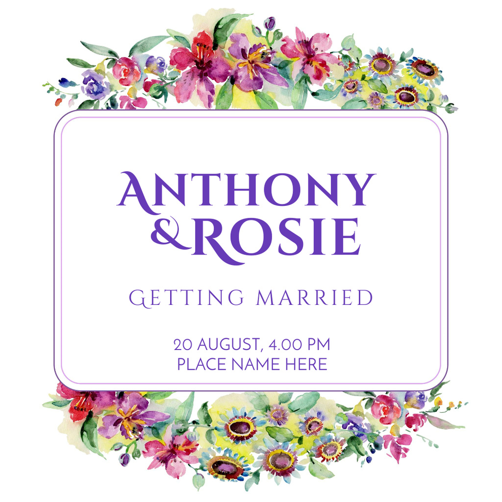 Plantilla de diseño de Wedding Celebration with Cute Colorful Flowers Instagram 