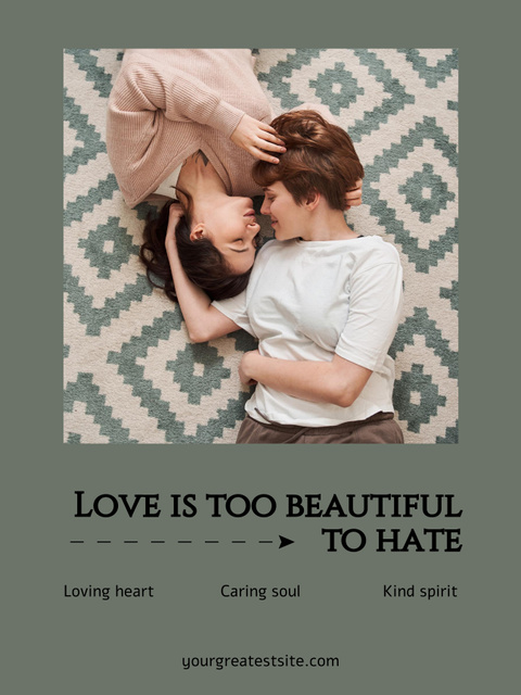 Phrase about Love with LGBT Couple of Women Poster US Πρότυπο σχεδίασης