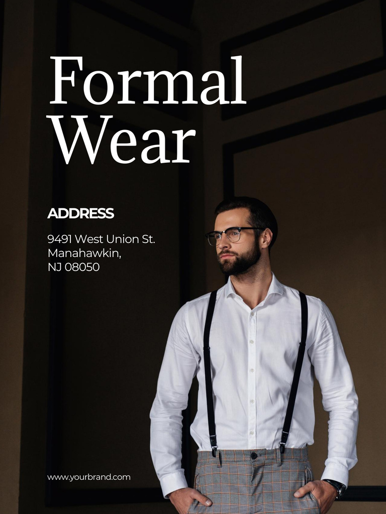 Formal Wear Store Ad with Stylish Man Poster USデザインテンプレート