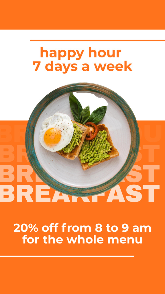 Discount Offer on Delicious Breakfast Instagram Storyデザインテンプレート
