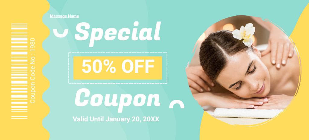 Special Offer for Massage Services Coupon 3.75x8.25in – шаблон для дизайна