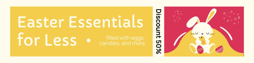 Ontwerpsjabloon van Twitter van Offer of Easter Essentials with Cute Little Bunny