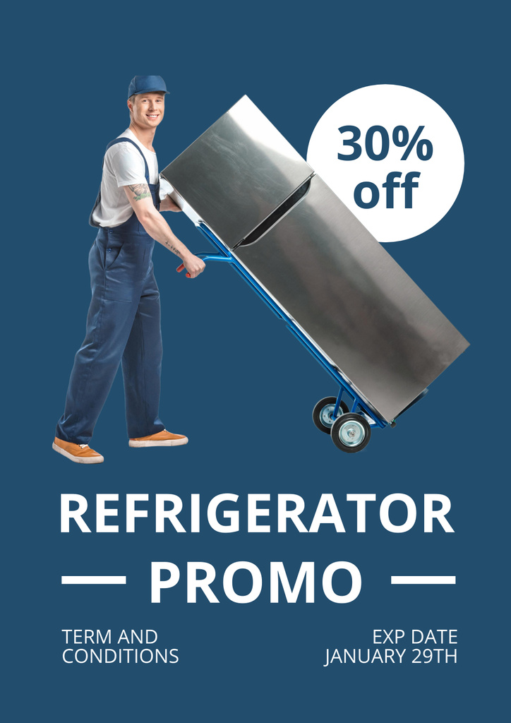 Refrigerator Promo Blue Poster Tasarım Şablonu